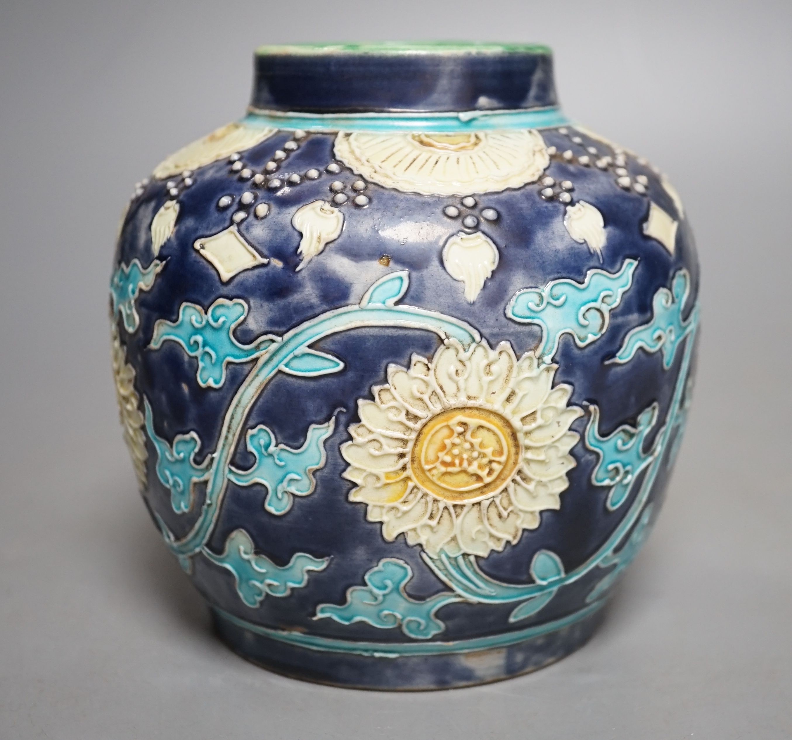A Chinese blue glazed jar, Republic period